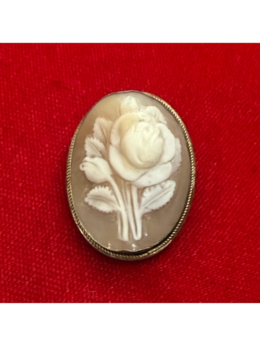 Rose carved shell cameo pendant/brooch set in sterling silver vintage